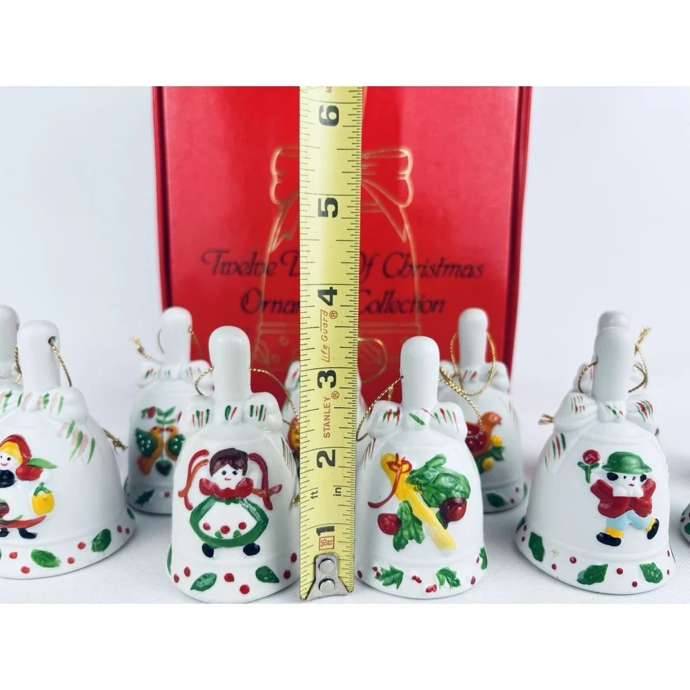 Vintage JC Penney 12 Days of Christmas Porcelain Hand‎ Painted Bells Collection